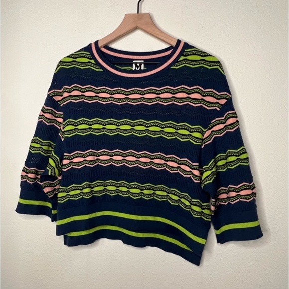 Missoni Knit Cropped Sweater, size Navy/ Green, Pink size 4 - Picture 2 of 8